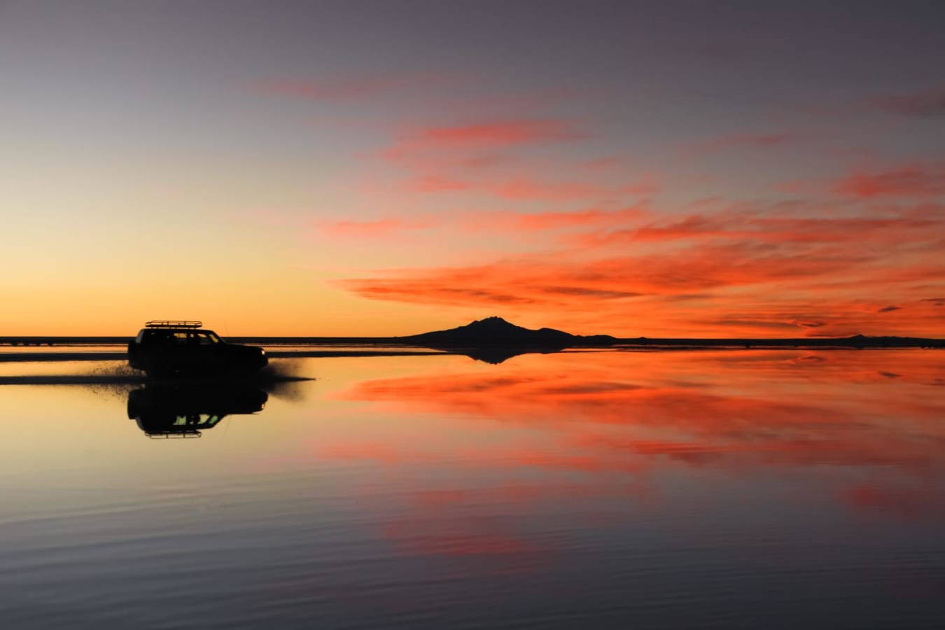 Salt flats at sunset 