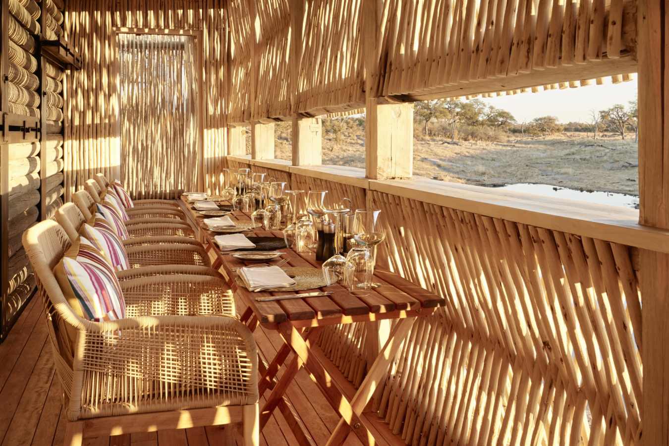 Dining in front of the water hole 