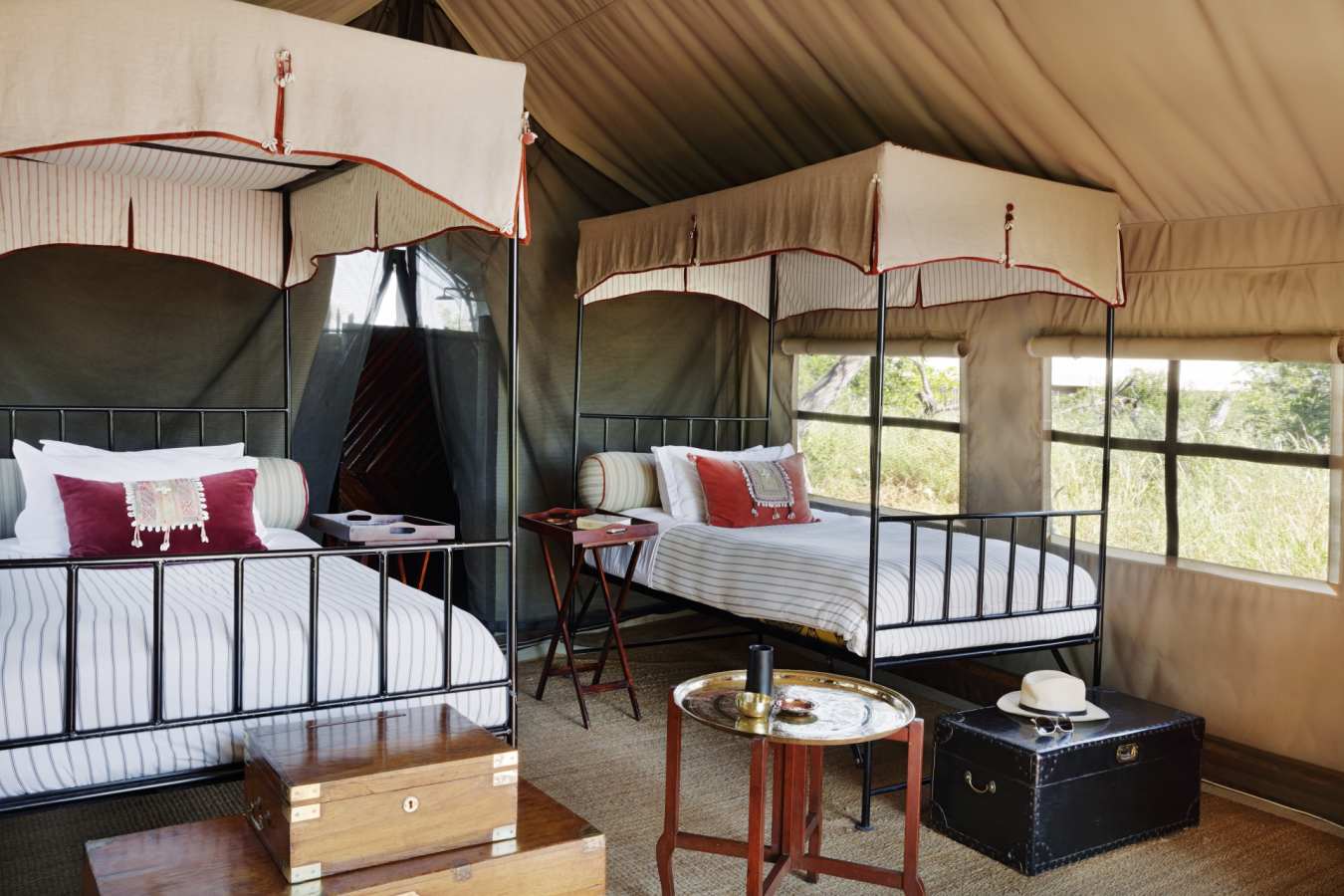 Twin Tent Interior - Camp Kalahari