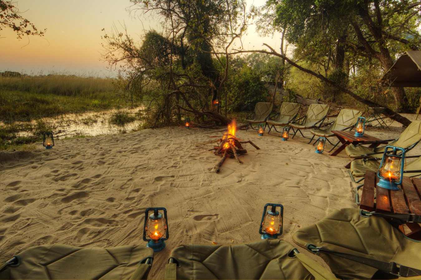Campfire at sunset - Footsteps