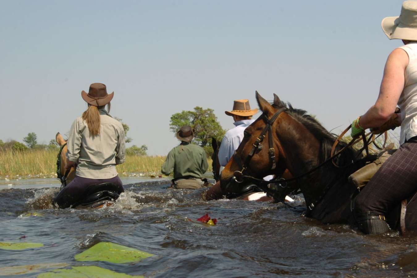 Riding through a river - Macatoo Camp