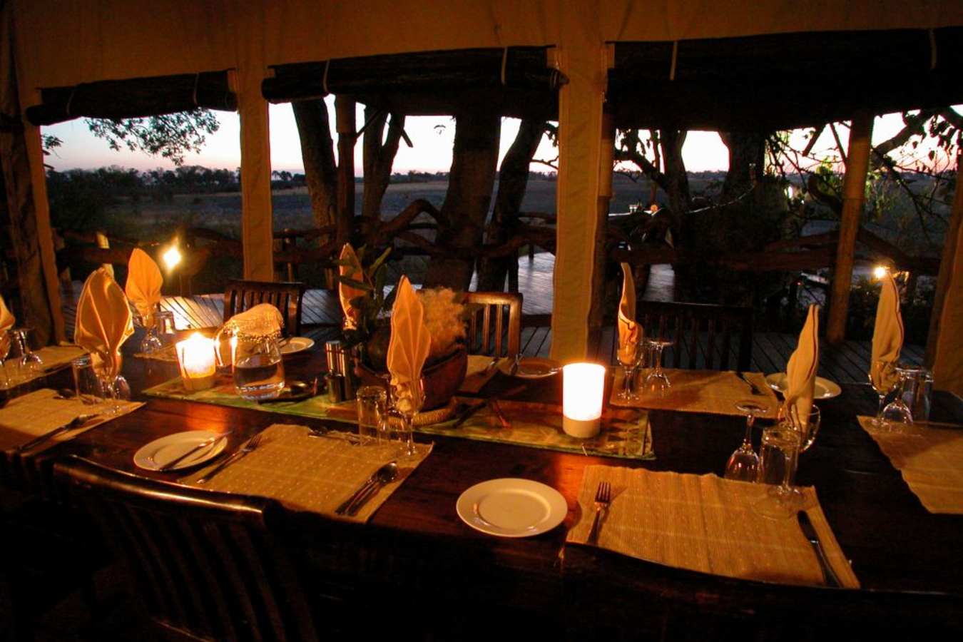 Inside the dining tent - Tubu Tree Camp