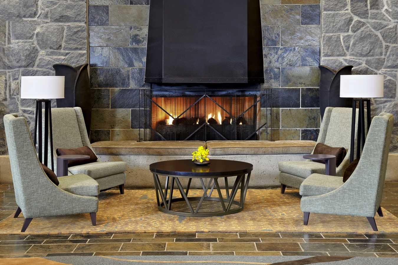 Lobby Fireplace - Westin Resort and Spa, Whistler