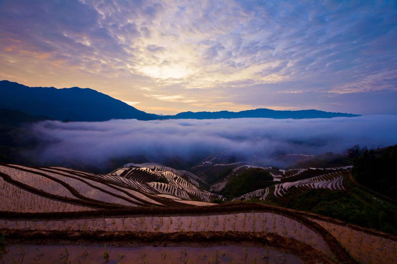 Sunset at Longsheng Rice Terraces