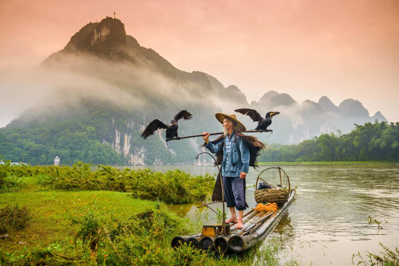 Cormorant Fisherman in Guilin  - A Honeymoon to China