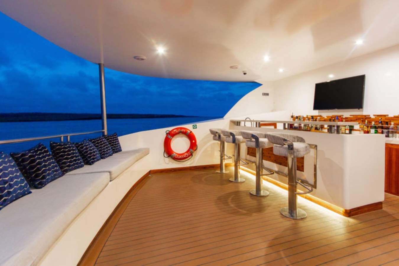 Infinity Galapagos Yacht - seating outside 
