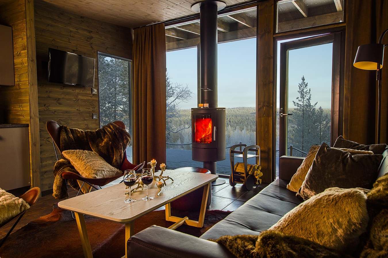 Glass House living room - Arctic Treehouse Hotel