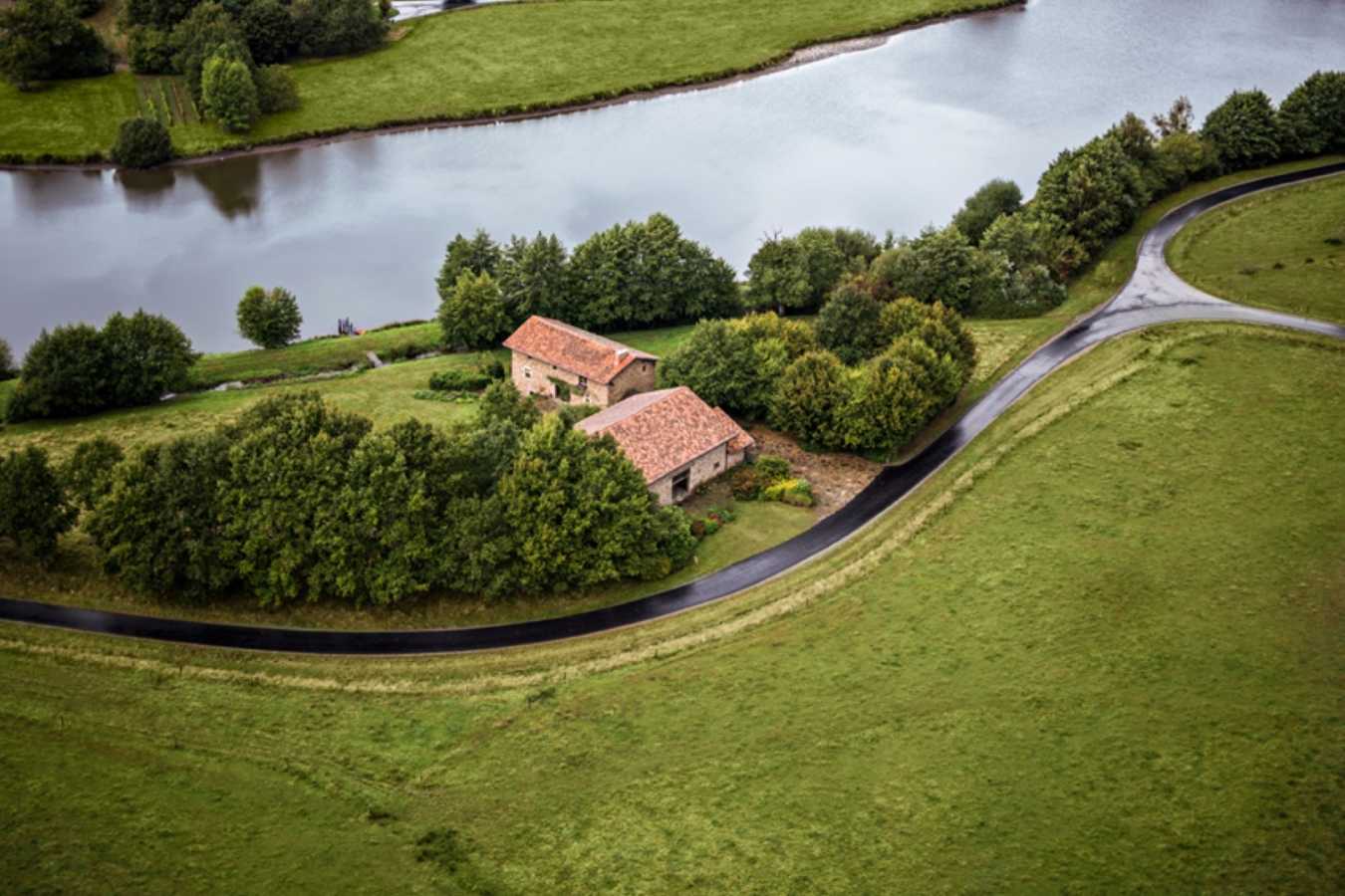Farmhouse cottage from above