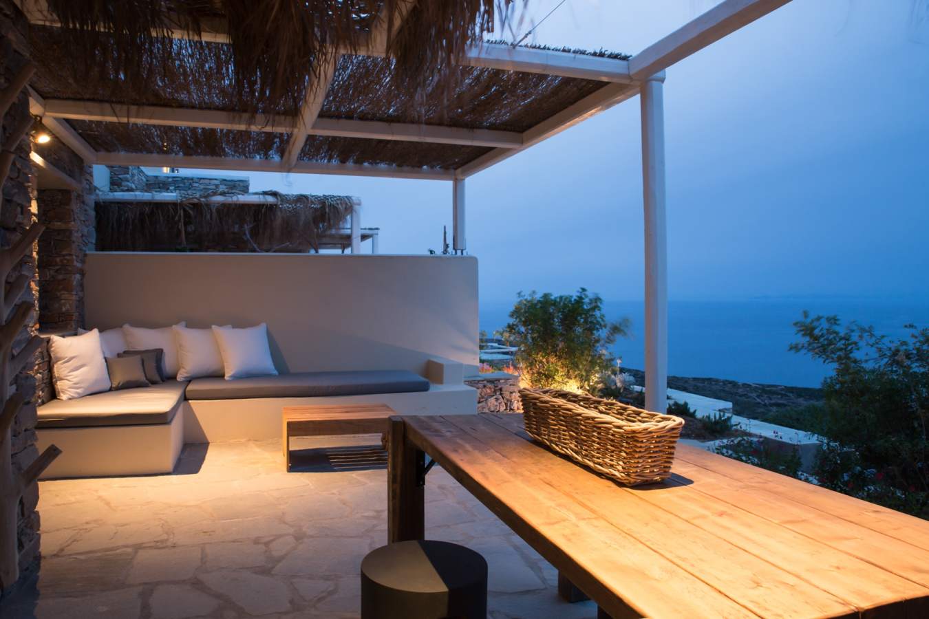 Private terrace at night