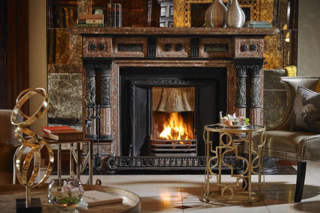 Lobby Fireplace - Hayfield Manor Hotel