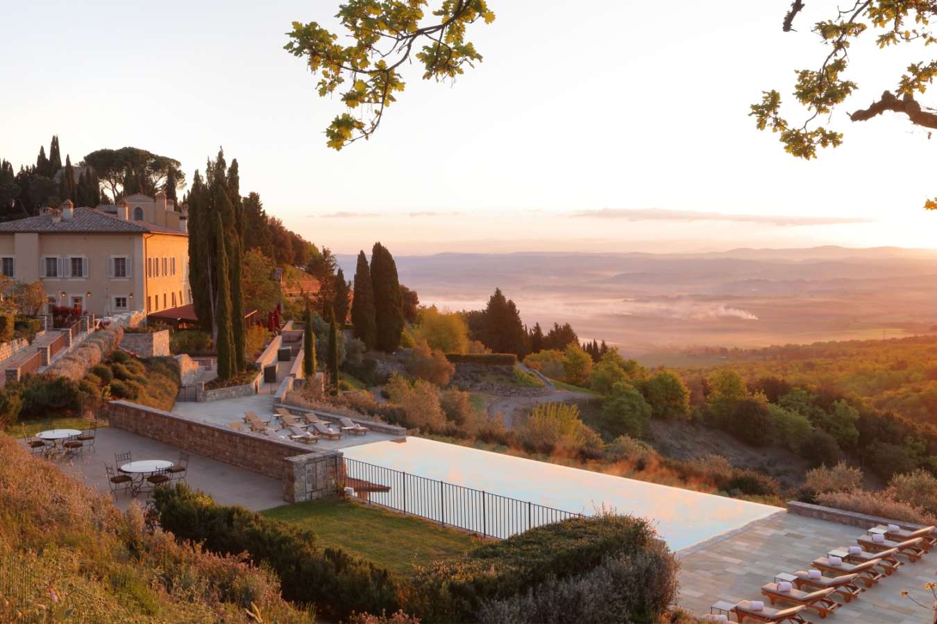 Pool view at sunset - Rosewood Castiglion del Bosco