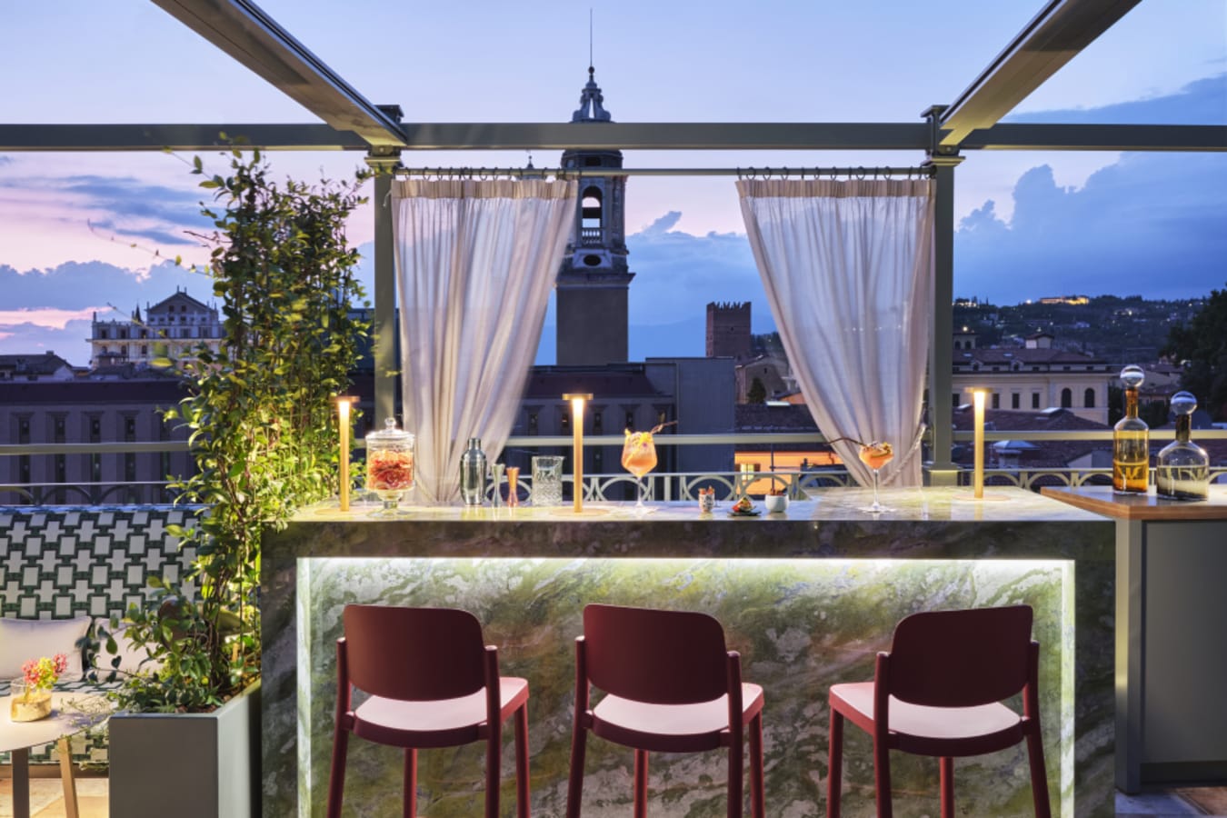 Roof top bar by night