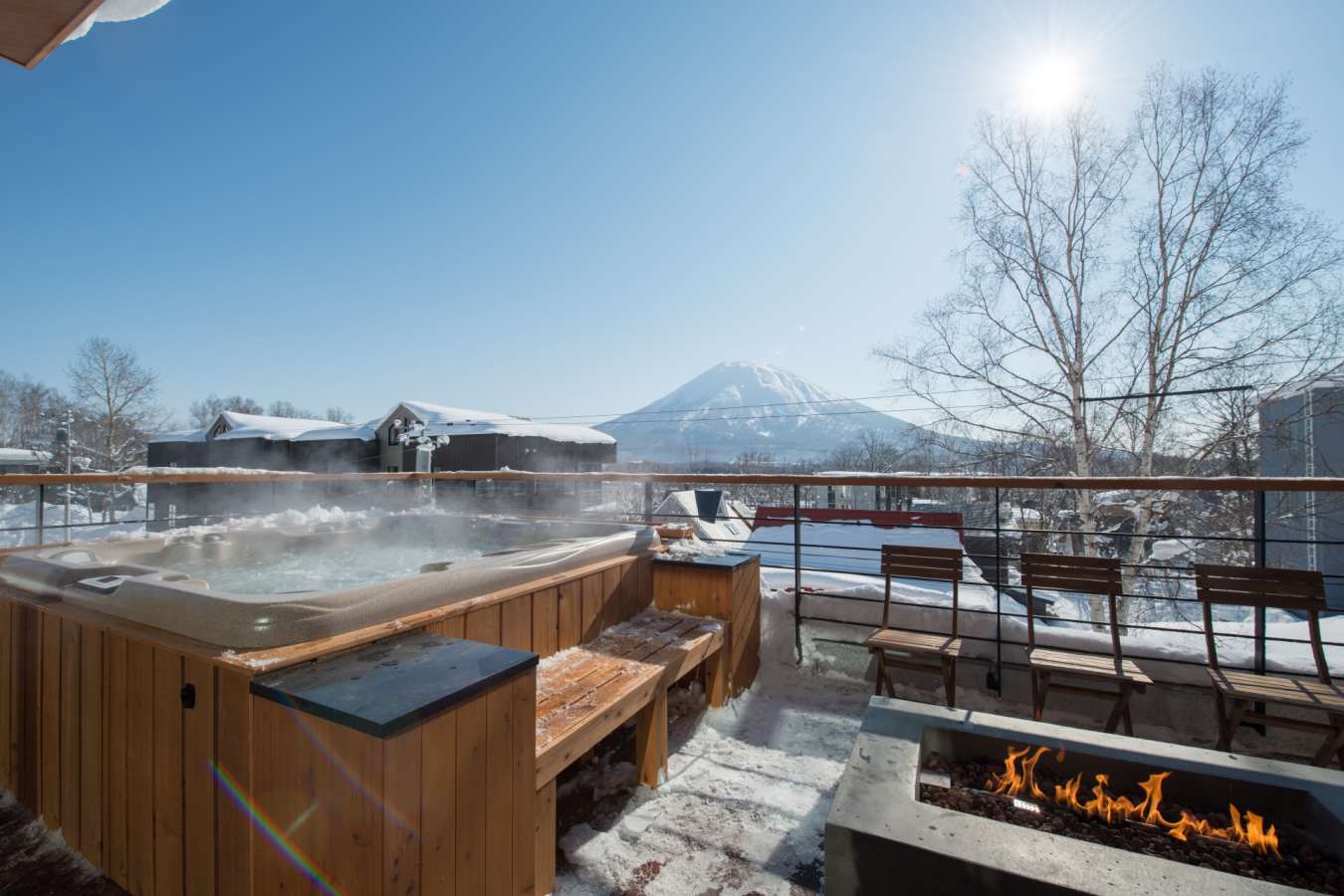 Outdoor jacuzzi and firepit - Hakuchozan