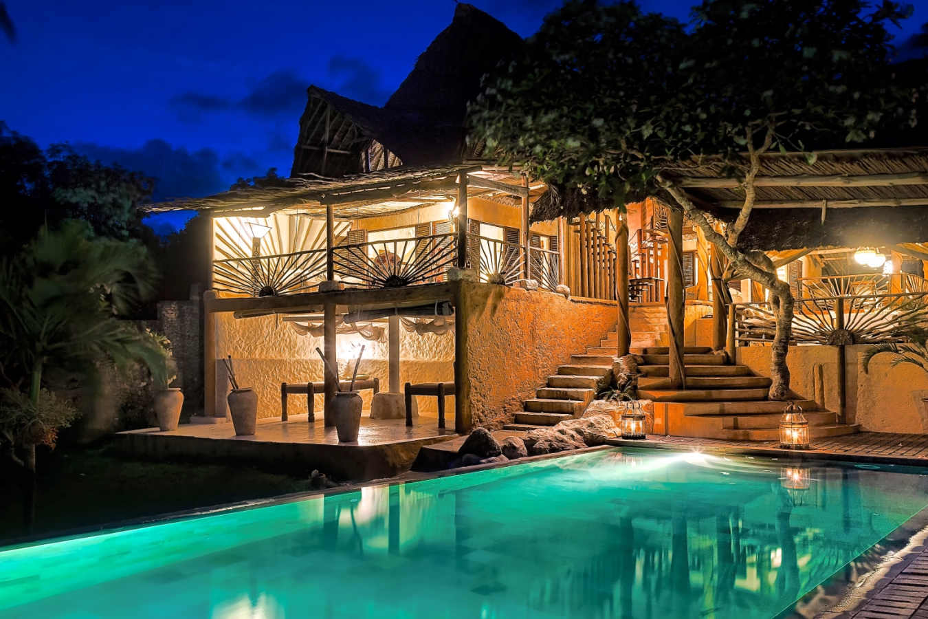 Pool at night - Alfajiri Beach Villa