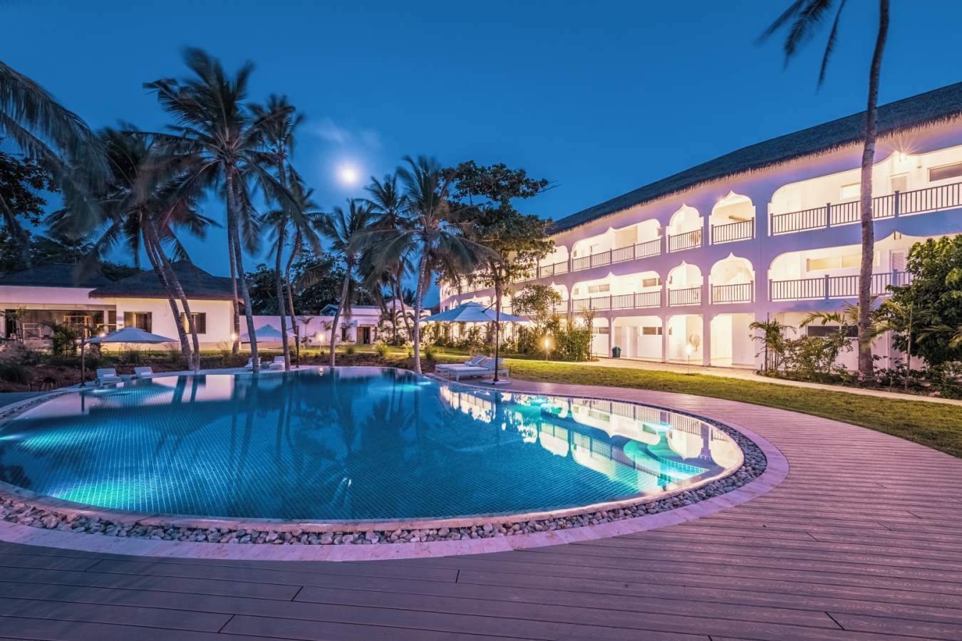 Swimming pool at night