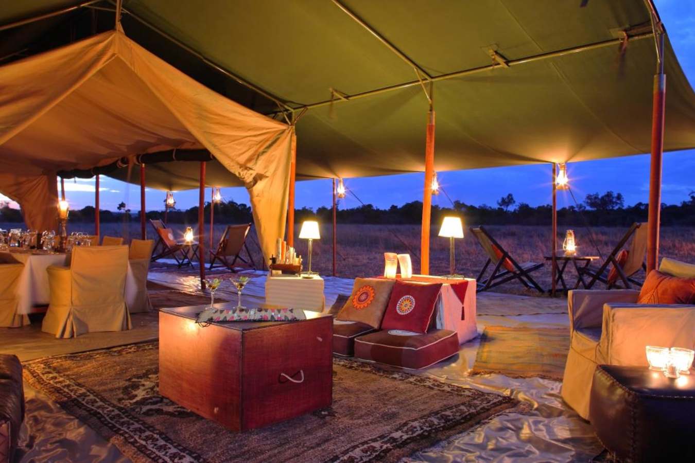 Atmospheric mess tent in the wild - Karisia Walking Safaris