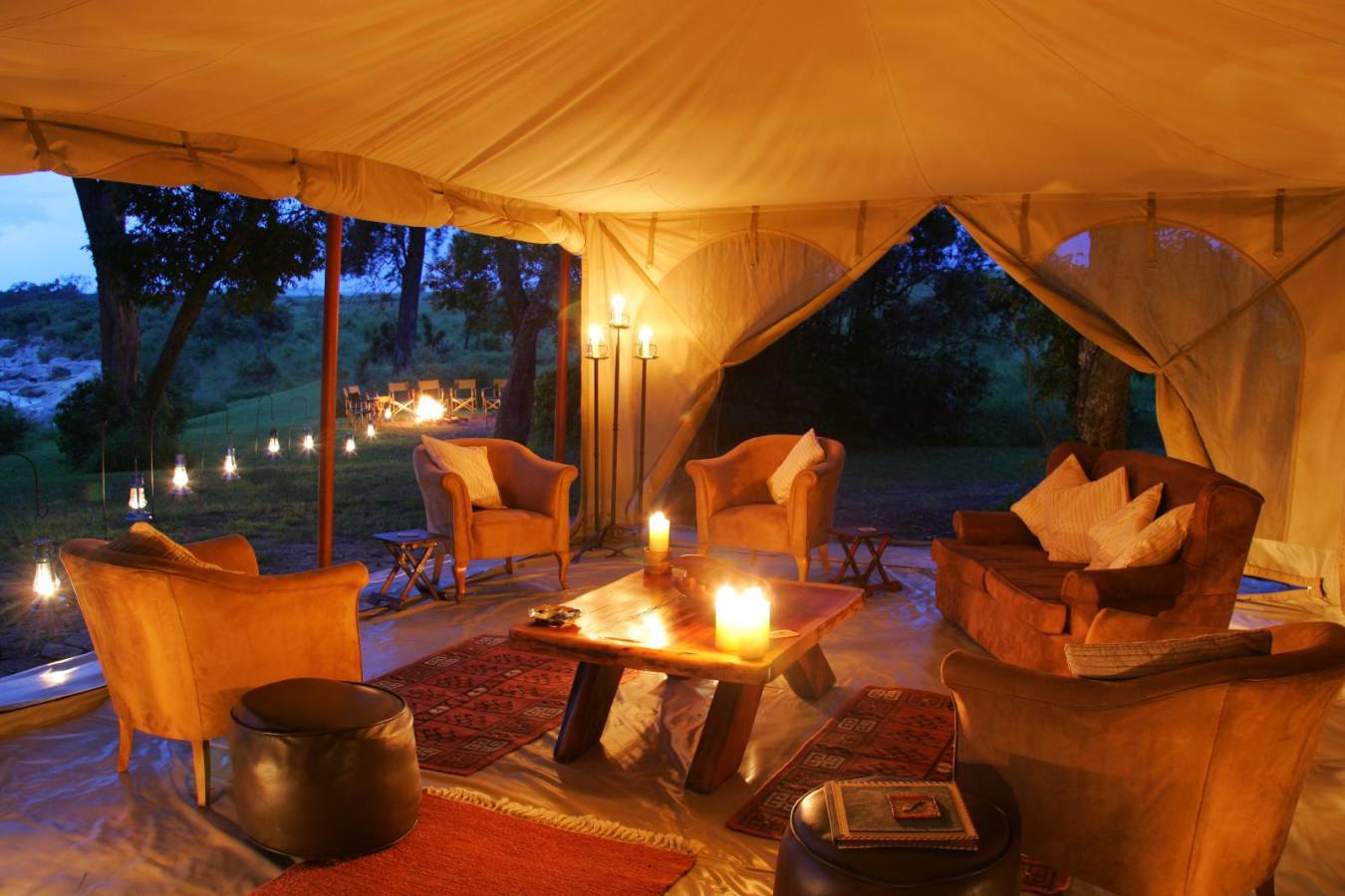 The mess tent at night - Rekero Camp