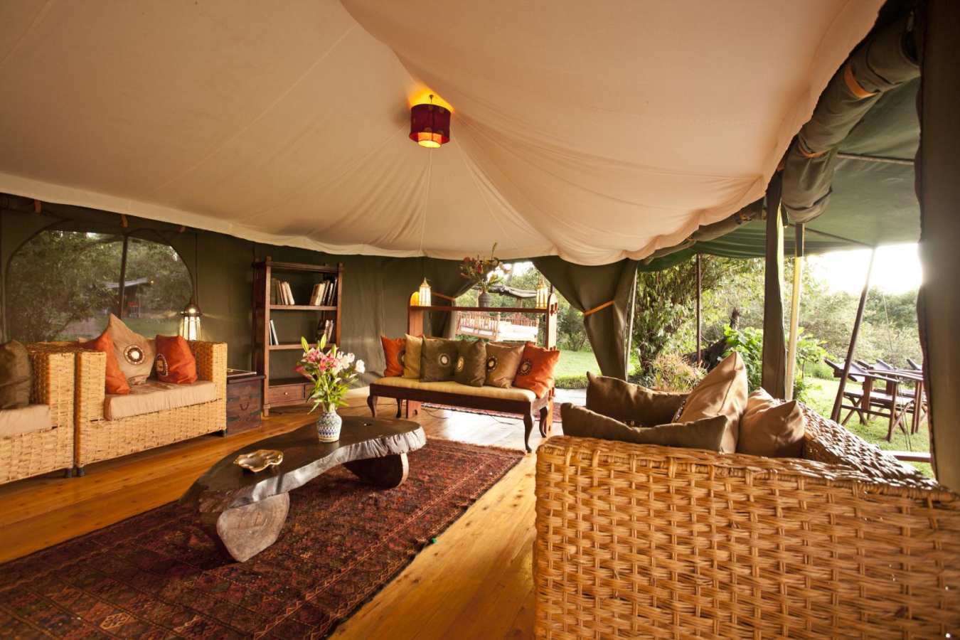 Sala's Main Tent - Laikipia rhinos and Mara cats