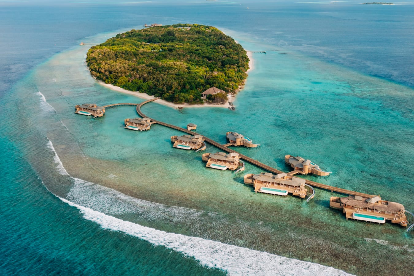 Soneva Fushi Island Aerial Shot
