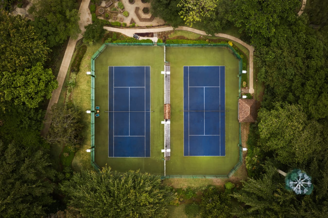 Tennis courts aerial shot 