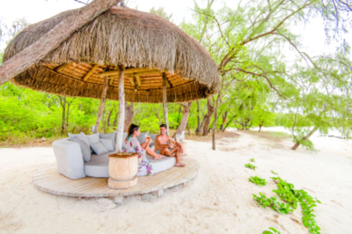Beach cabana on Ilot Mangnie 