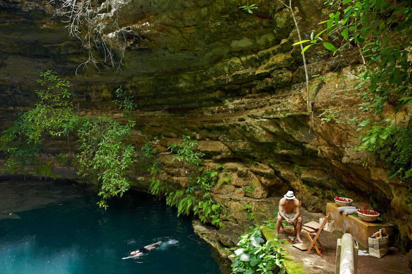 Picnic in a cenote - Hacienda Chichen