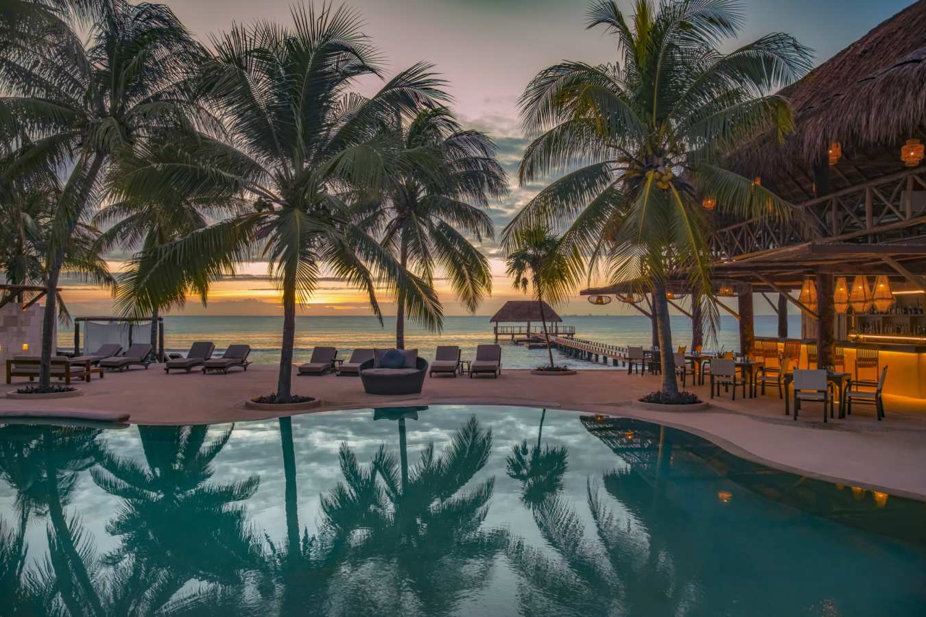 Pool at sunset