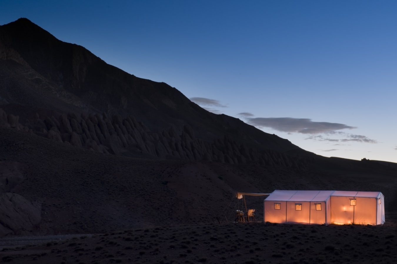 Camp at night - Dar Ahlam Nomad Camp