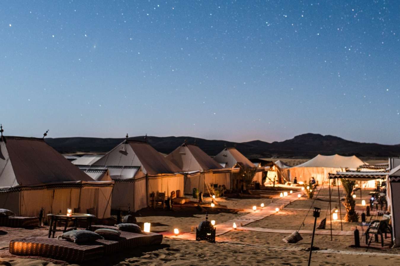 Camp at night - Desert Luxury Camp