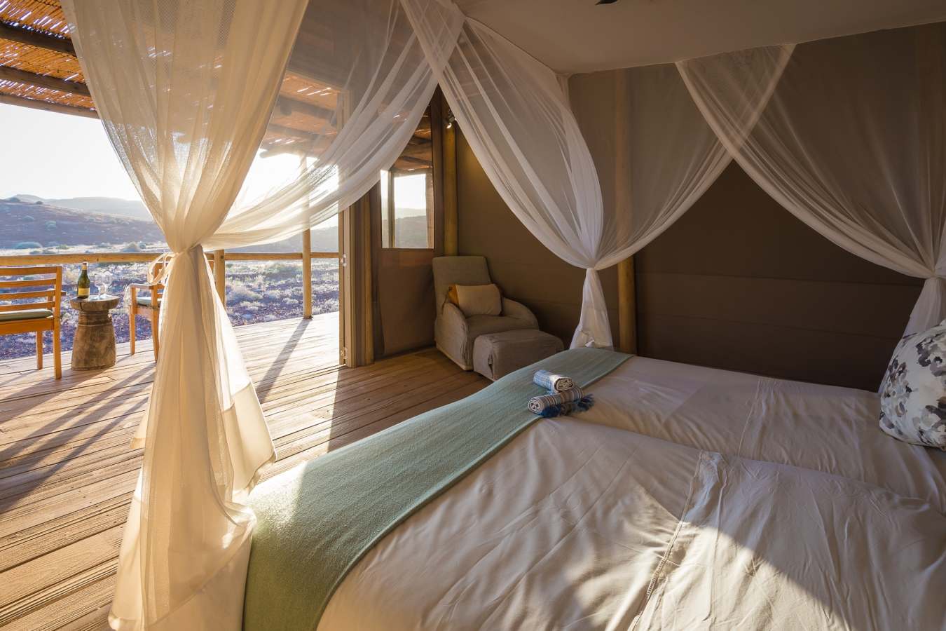 Bedroom and veranda with view 