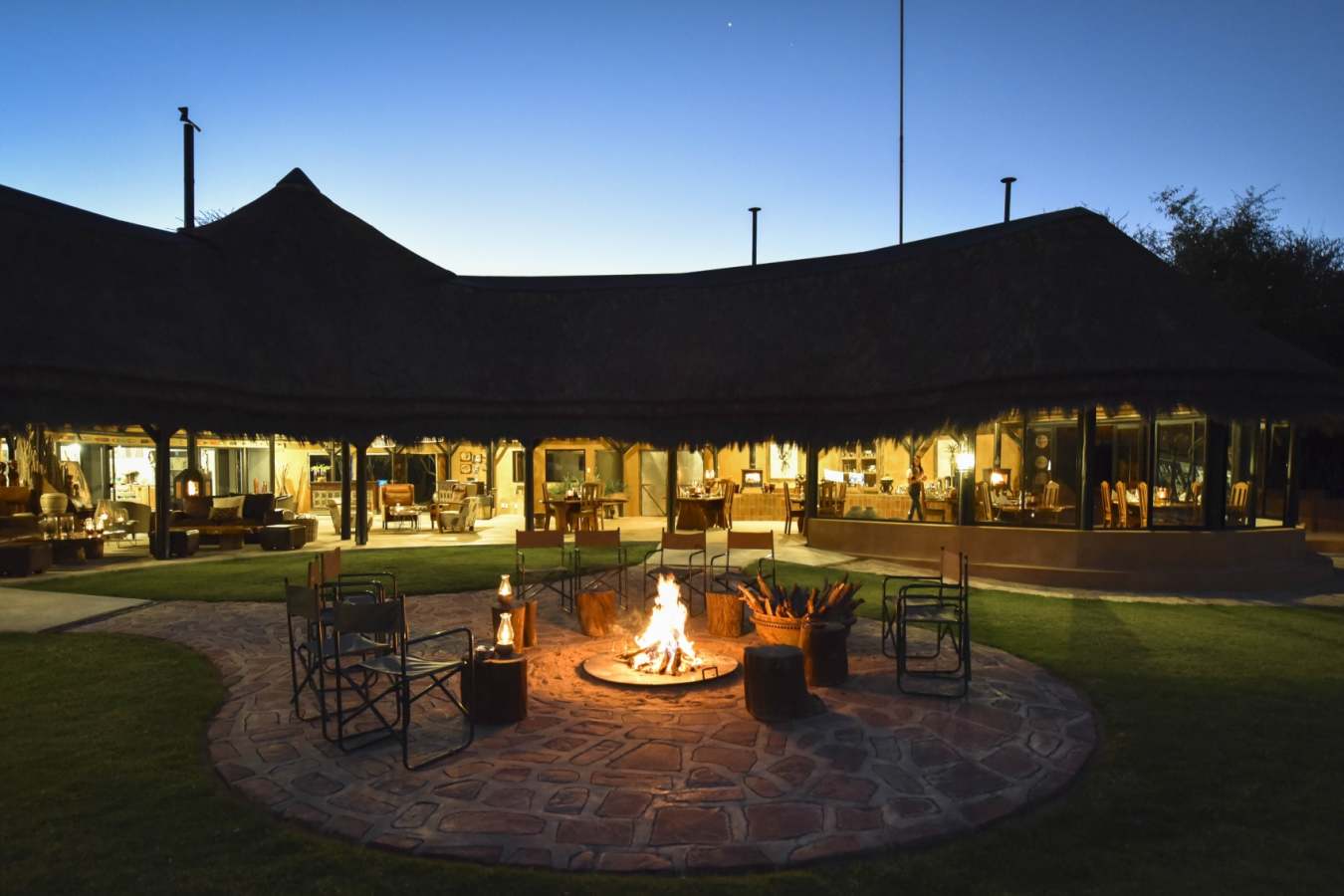 Camp exterior at night 