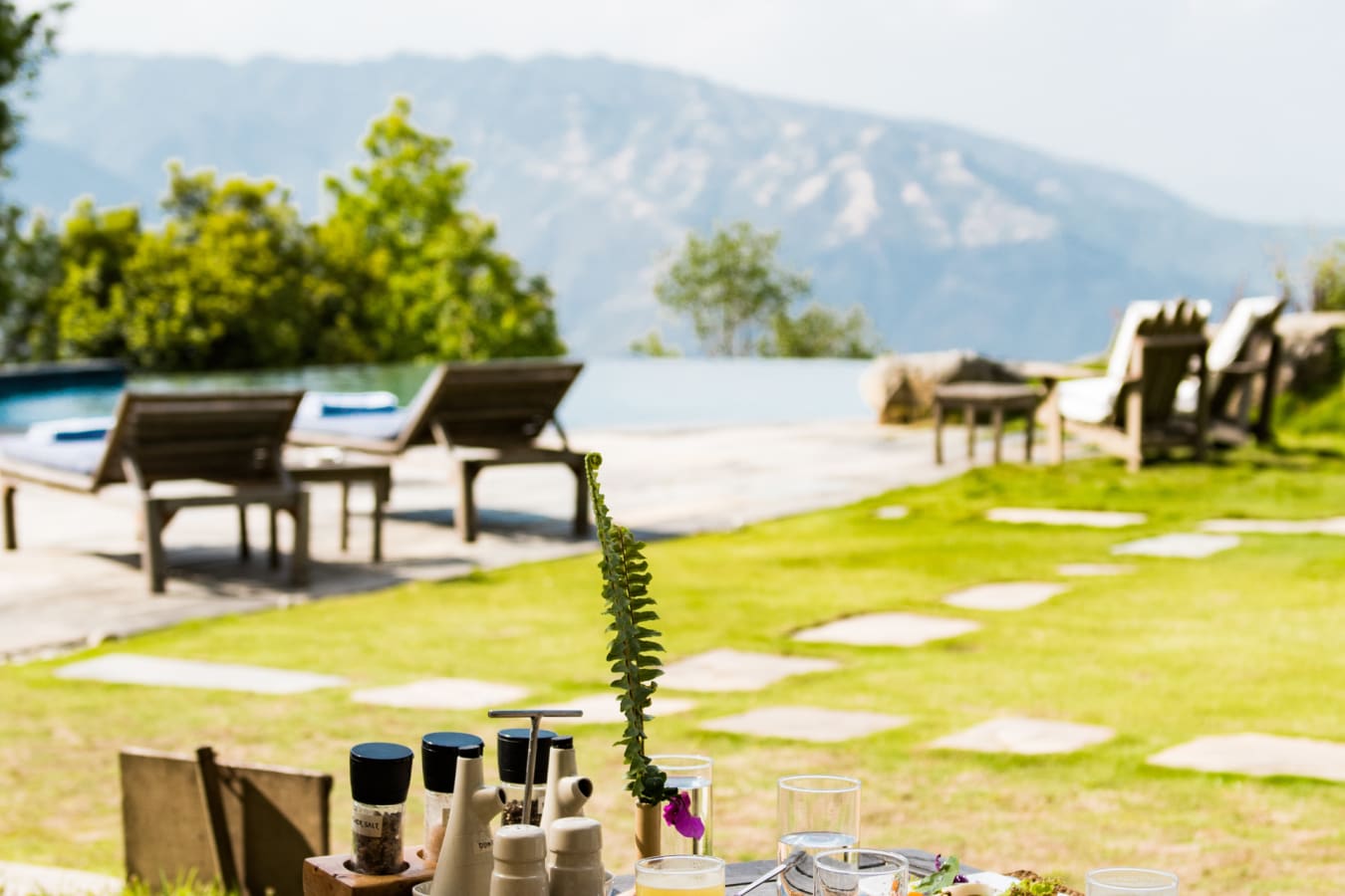 Poolside restaurant views