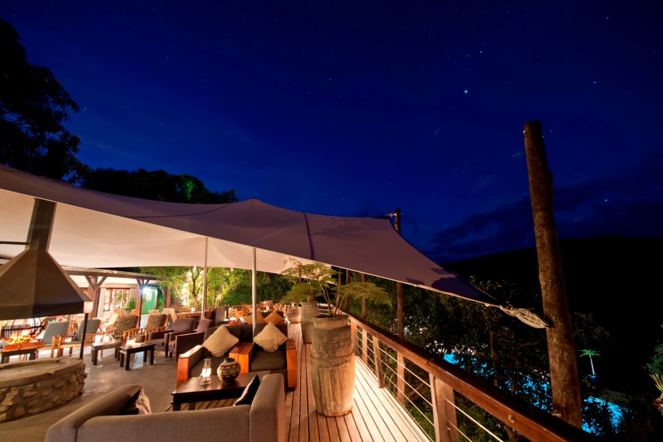 Outdoor deck at night