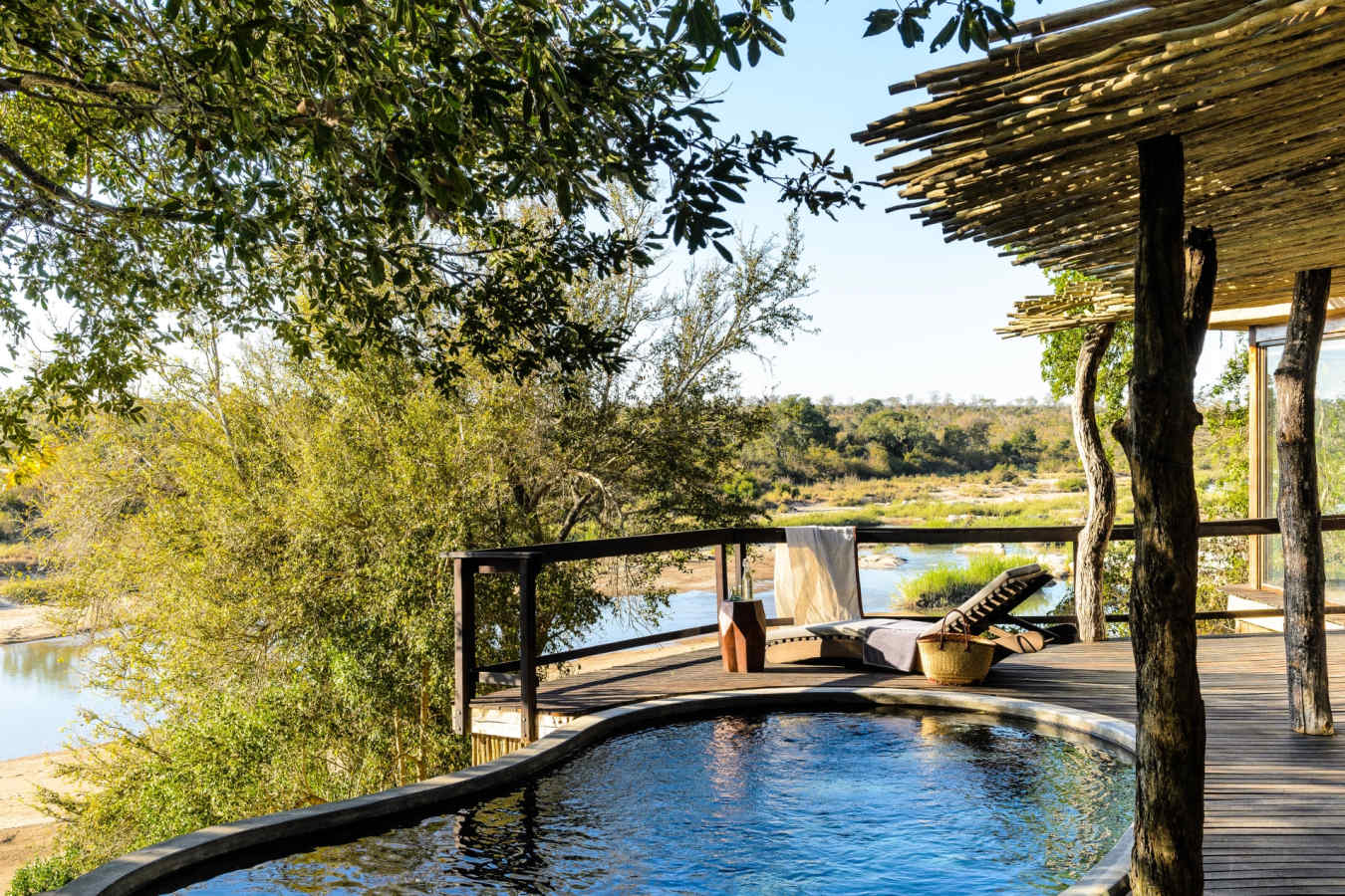 Swimming pool view at Singita Boulders 