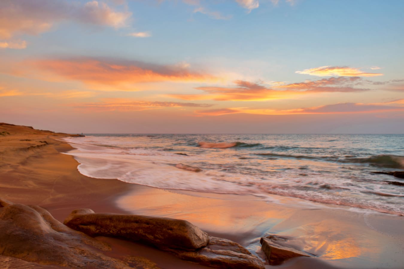 Beach view at sunset 