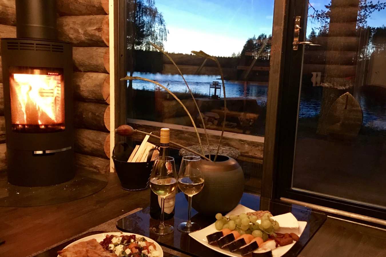 Food next to the river view