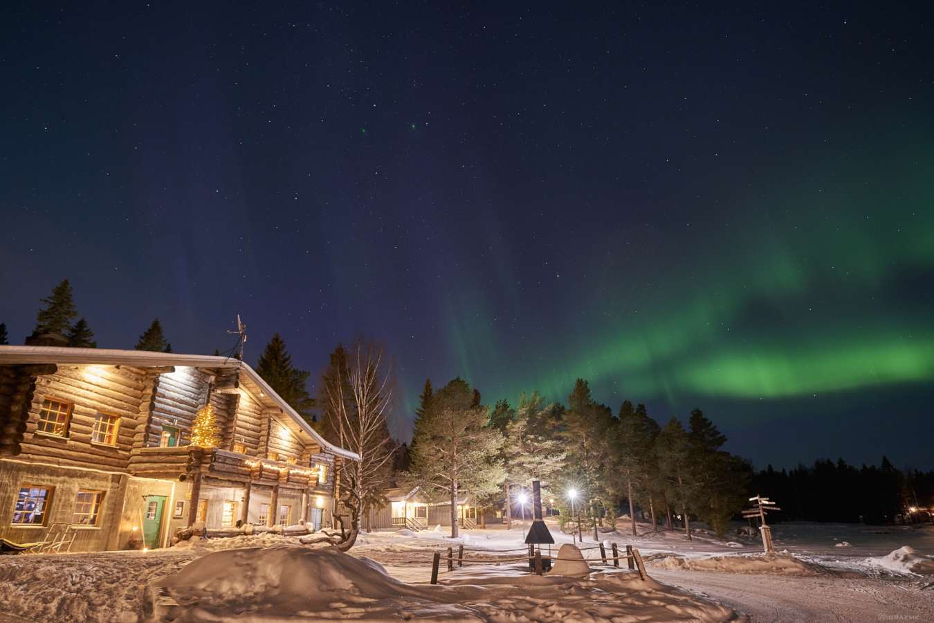 Northern Lights over the lodge