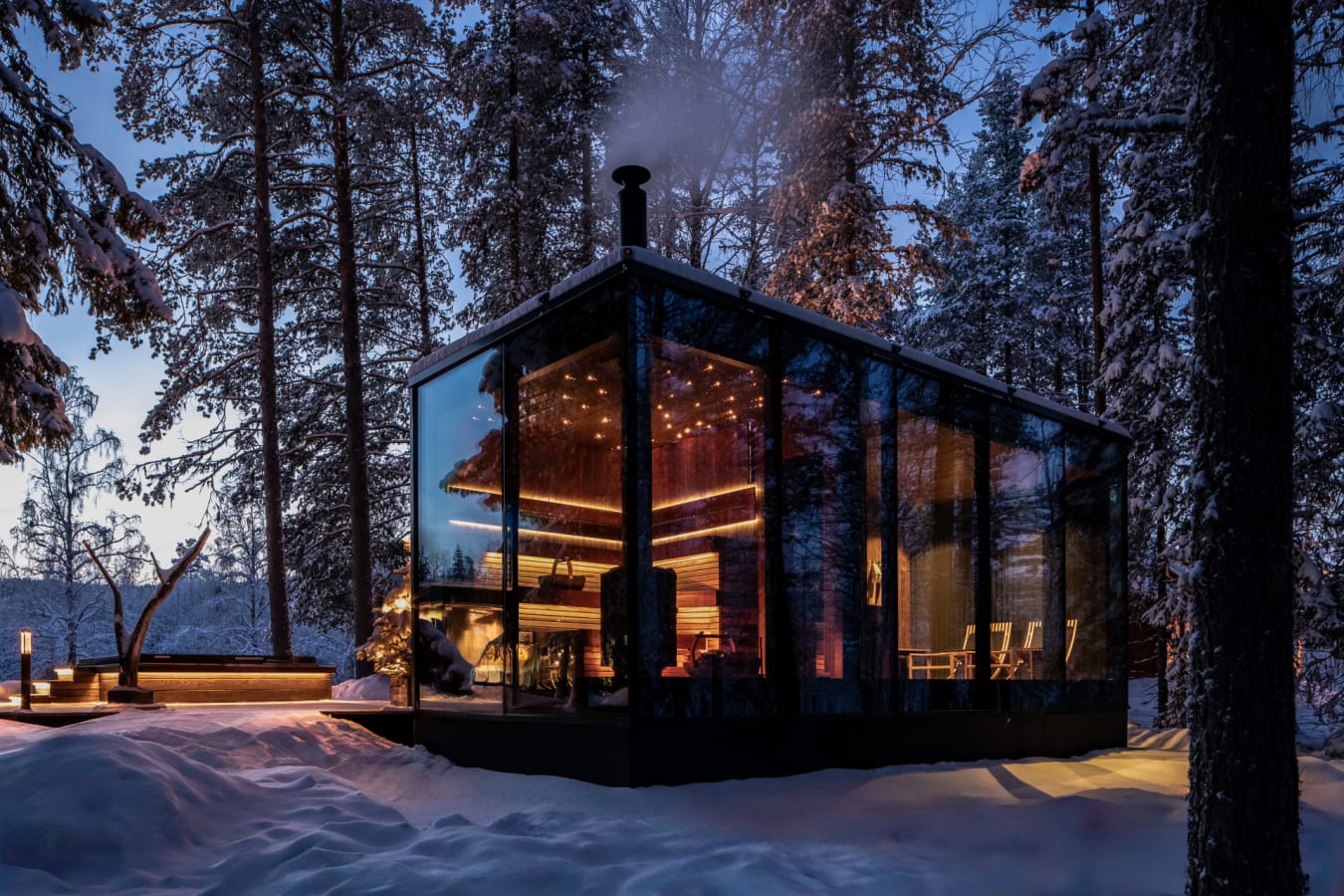 sauna outdoor winter view