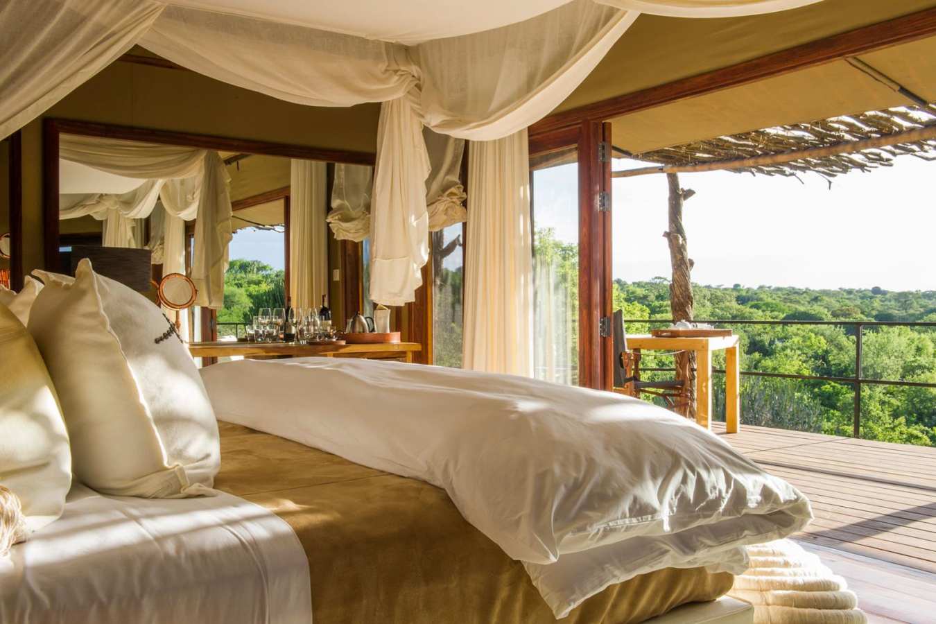 Tent interior and view - Mwiba River Lodge