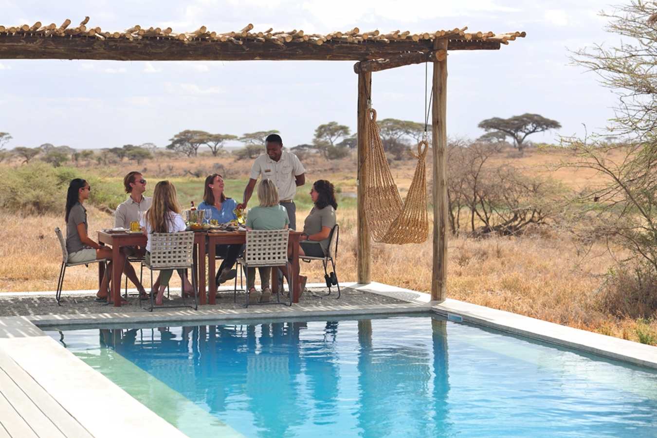 Pool lunch at Namiri Plains