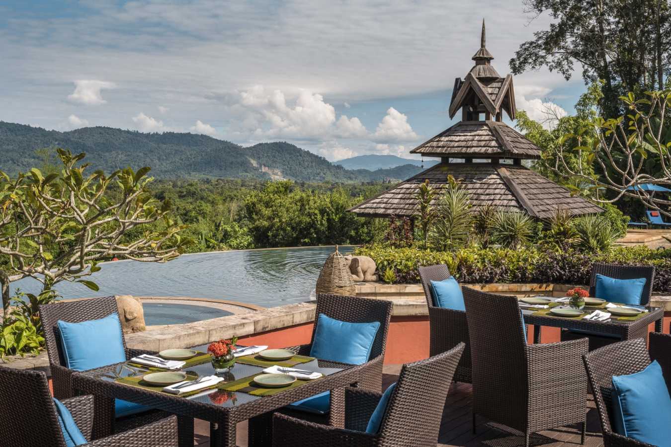 Poolside Dining - Anantara Golden Triangle Elephant Camp & Resort