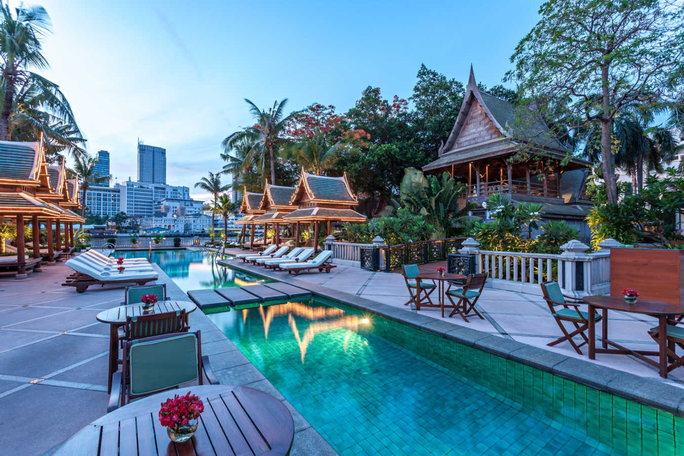 The Pool by night - Peninsula Bangkok