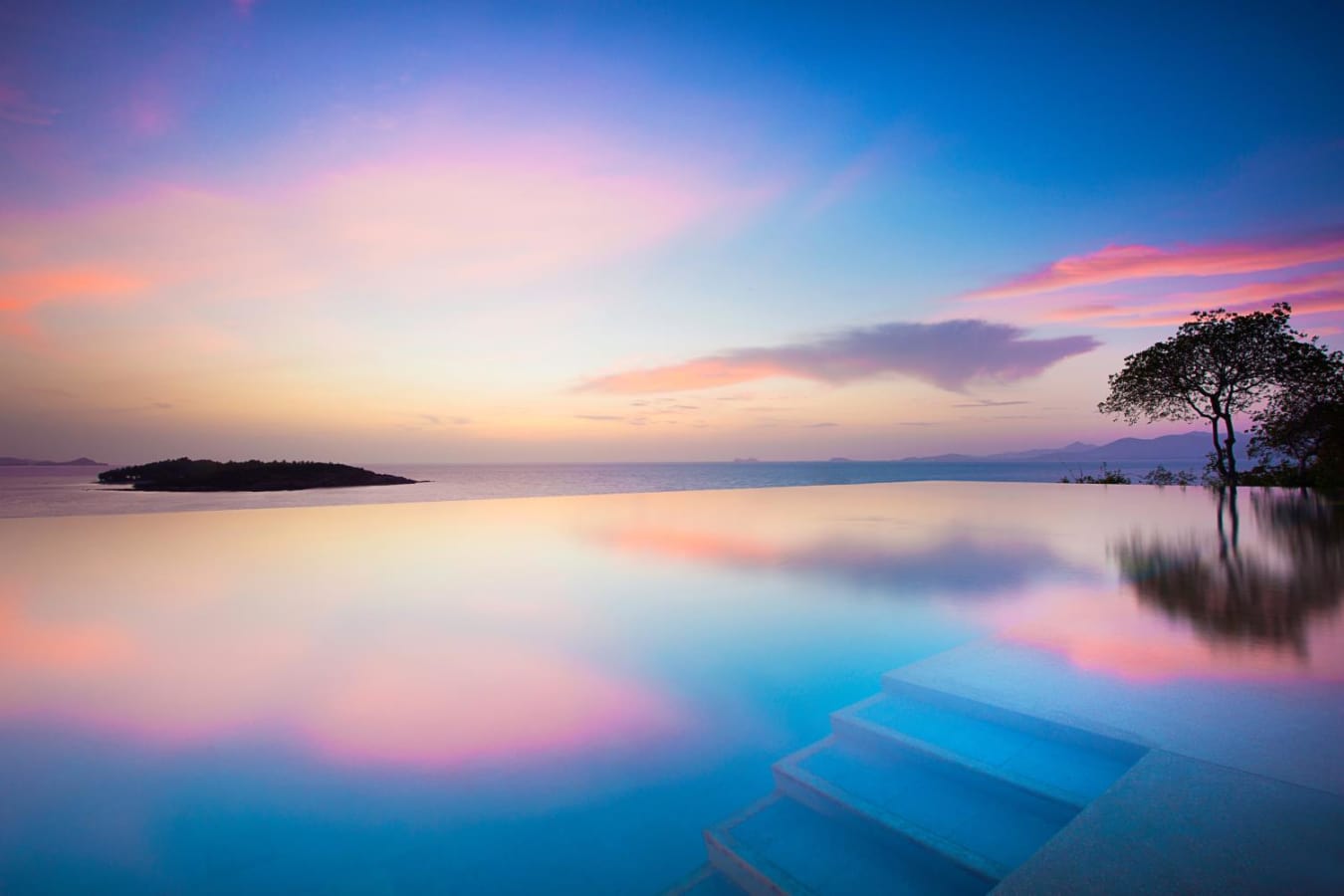 Pool at Sunset - Six Senses Samui