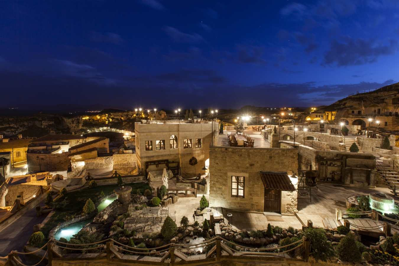 Hotel buildings at night