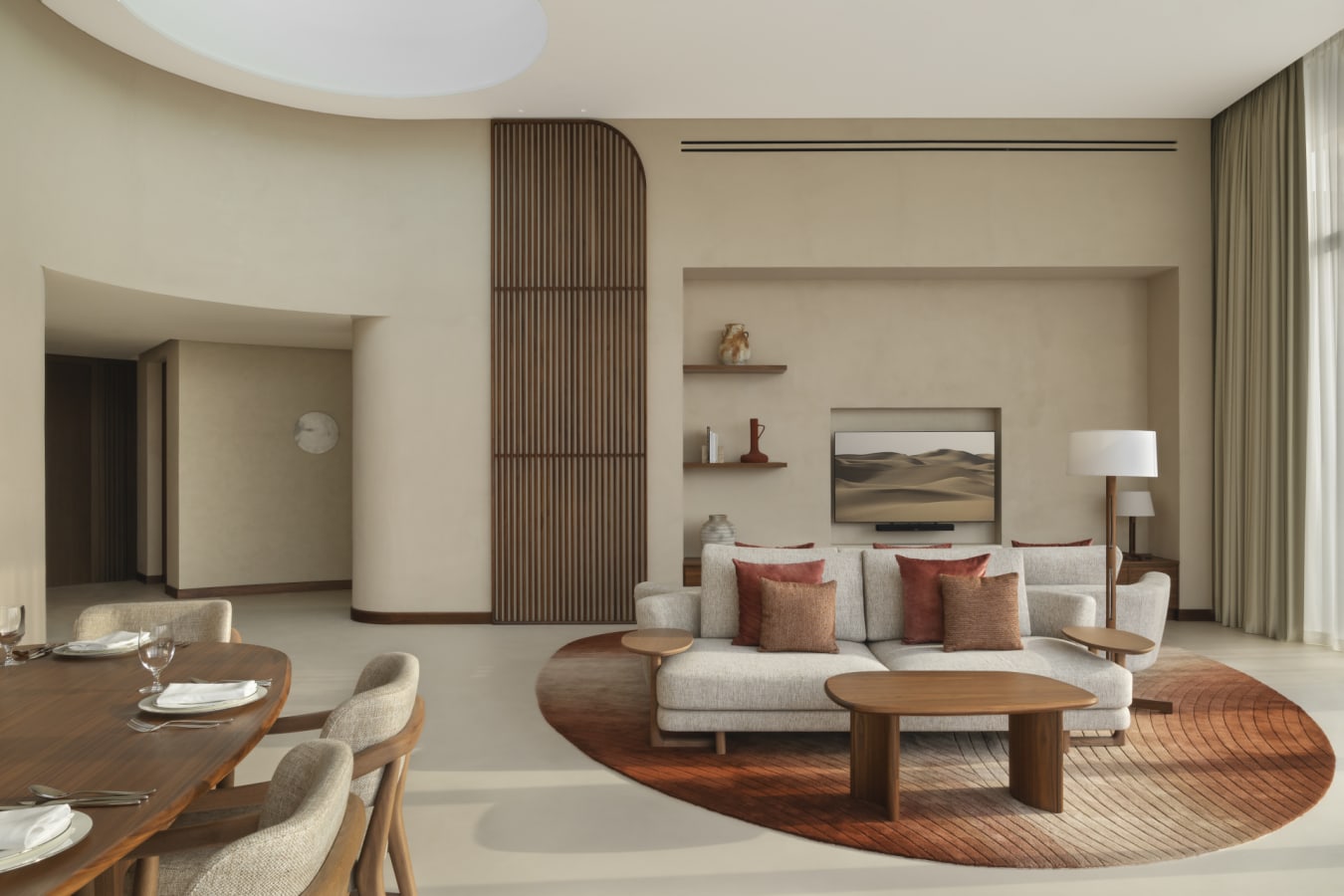 desert pool villa living room