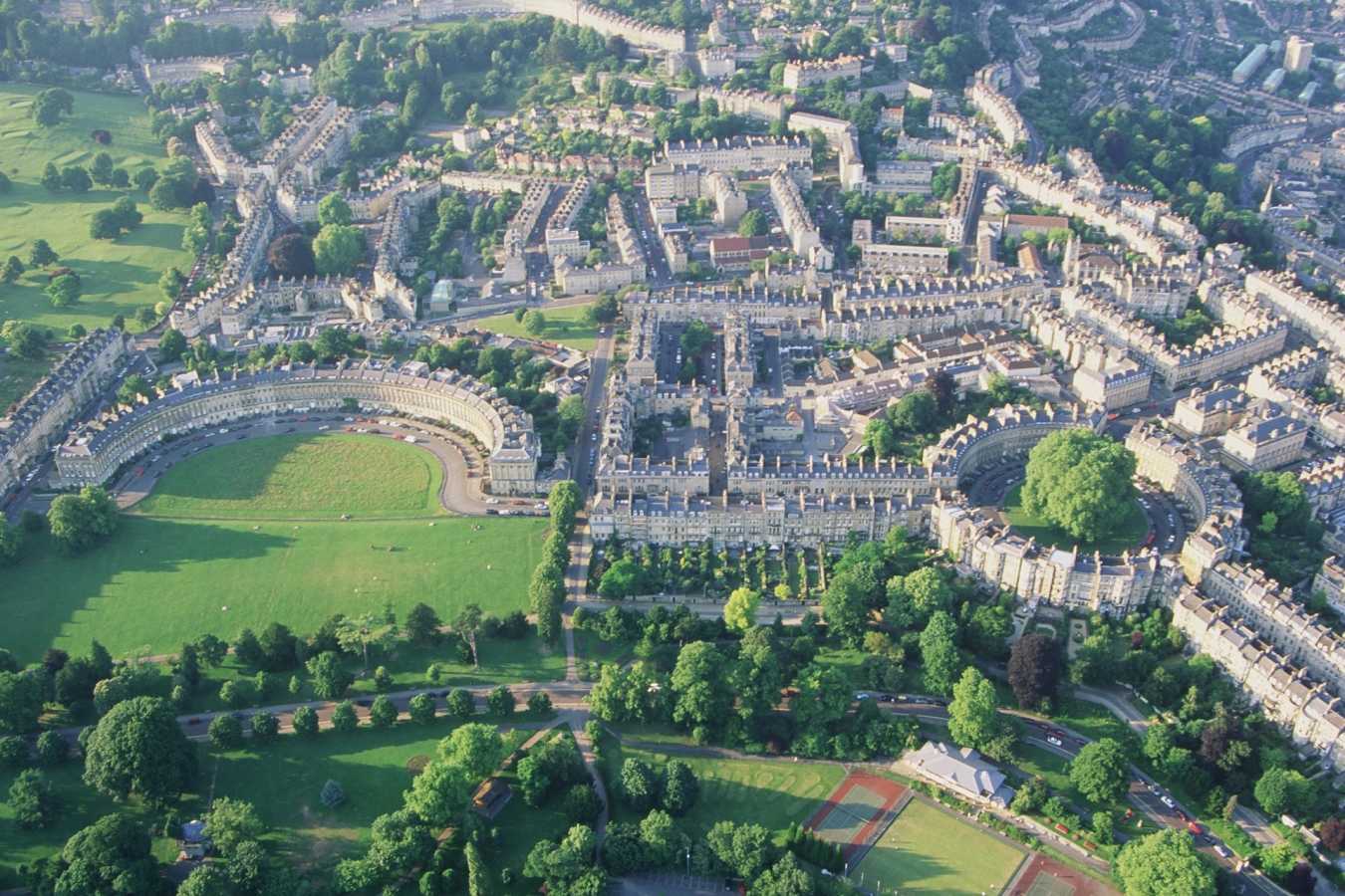 Aerial view of The Royal Crescent