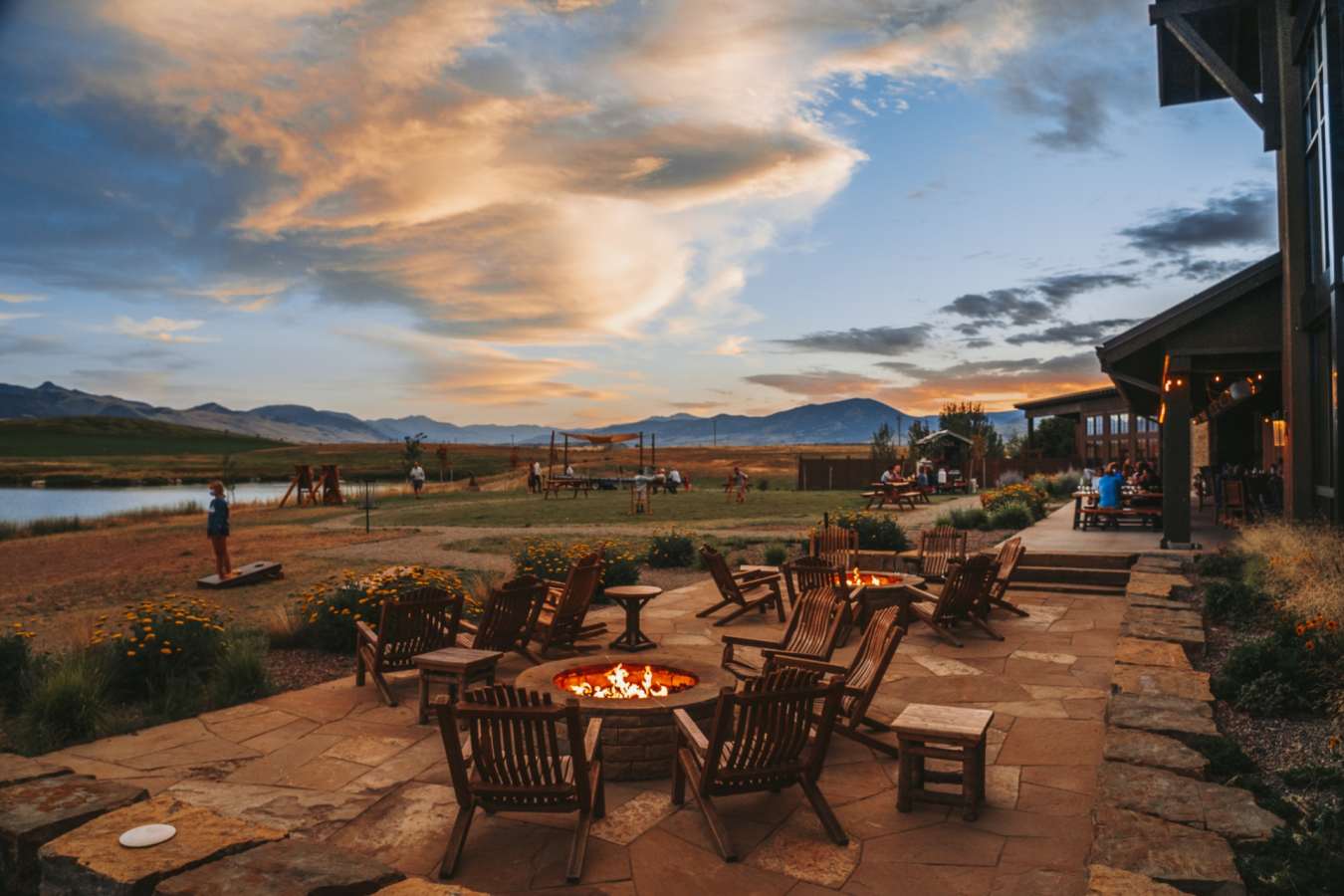 Patio at Sunset - Sage Lodge