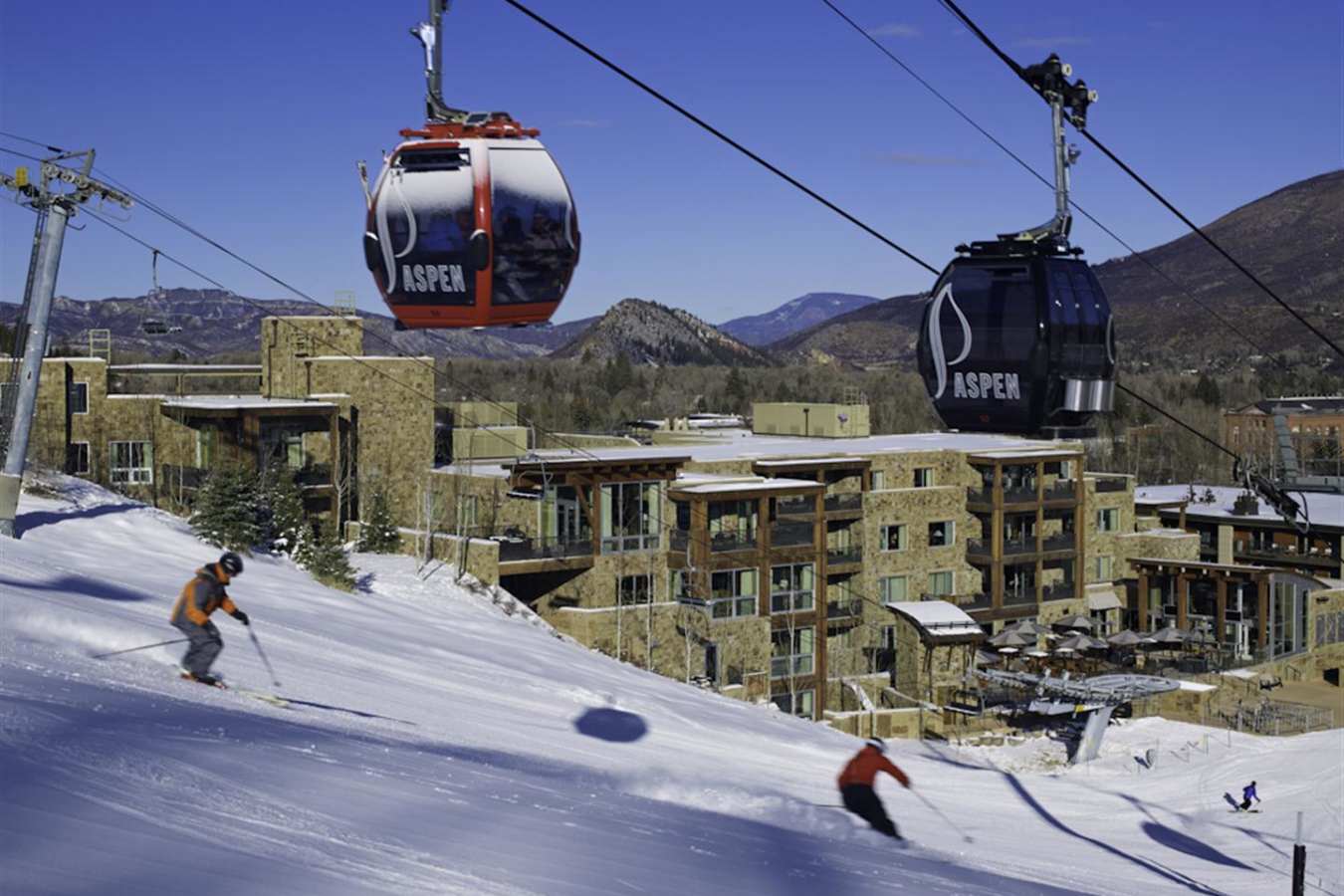 Skiing past the hotel - The Little Nell