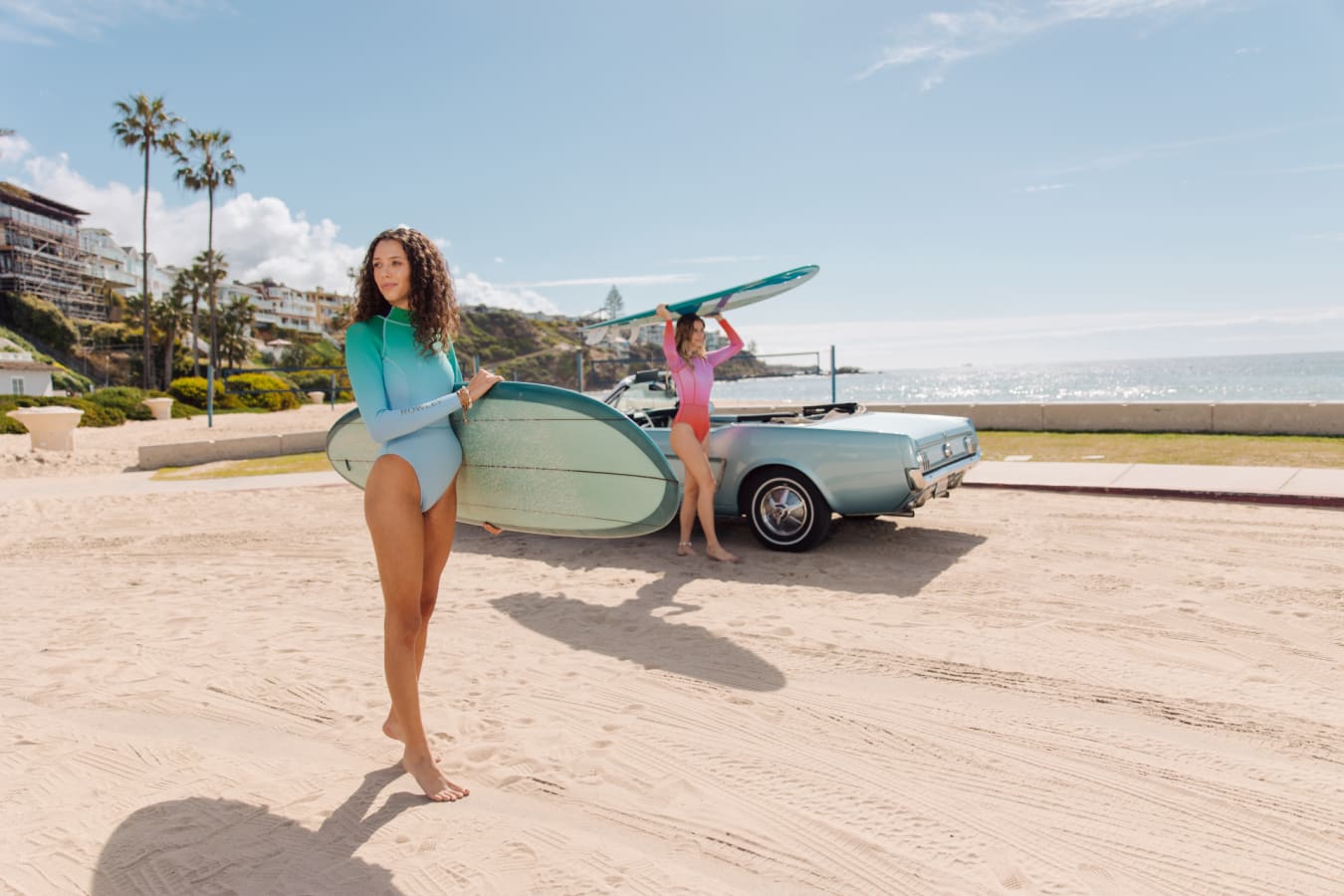 Women with surfboards in Newport Beach 