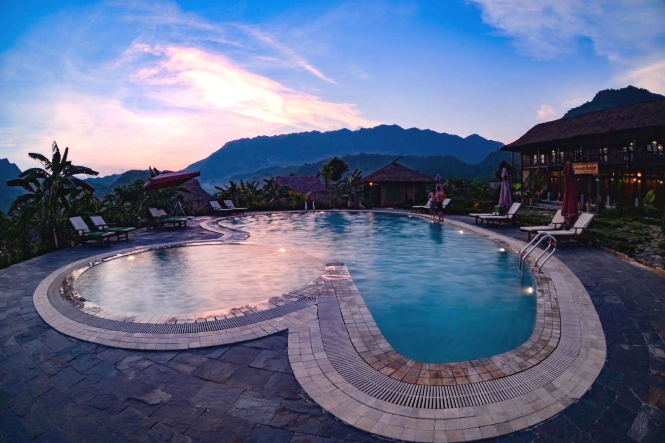 The pool at sunset - Mai Chau Ecolodge
